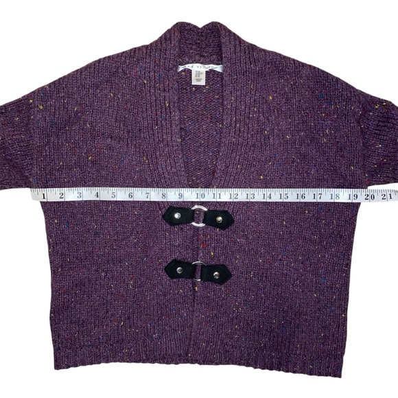 Max Studio Purple Wool Cardigan with Snap Buckles - Picture 4 of 7